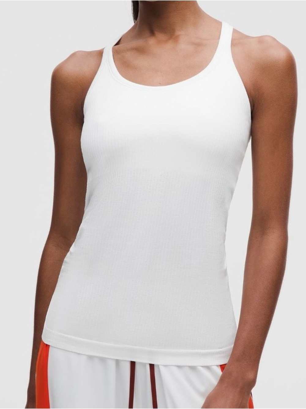 lululemon athletica White Ribbed Scoop Neck Tank